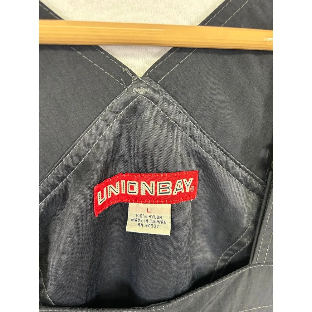 Vintage 90s Streetwear Unionbay Men Large Black Nylon Cargo Utility Bib Overalls